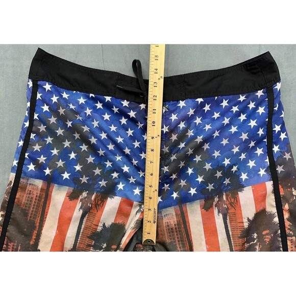 Joe Boxer Board Shorts Men's 40 Retro Tropical Stars Patriotic Unlined Blue Red - Picture 7 of 10